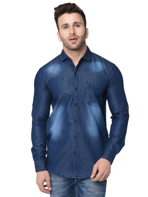 blue faded casual shirt - 16657565 - Standard Image - 1