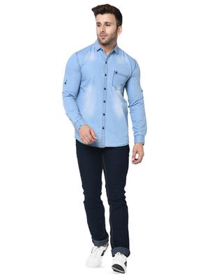 light blue faded casual shirt - 16657566 - Standard Image - 4