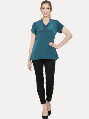 mandarin neck solid top - 16657578 - Standard Image - 4