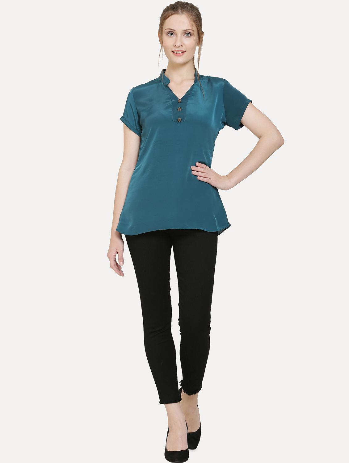 mandarin neck solid top - 16657578 - Zoom Image - 4