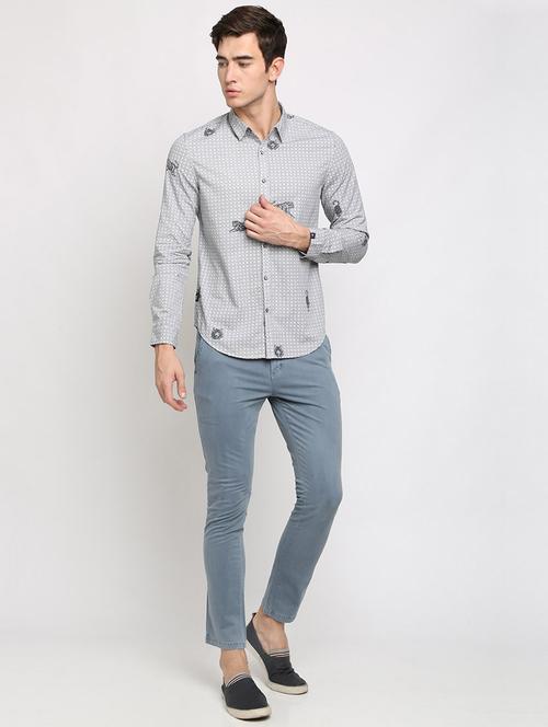 blue solid chinos - 16657584 - Standard Image - 1