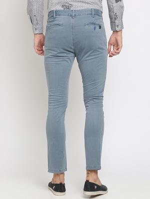blue solid chinos - 16657584 - Standard Image - 4