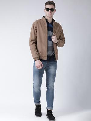 beige solid casual jacket - 16657675 - Standard Image - 4