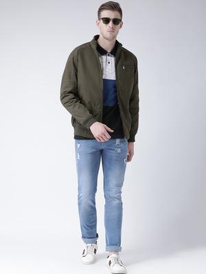 green solid casual jacket - 16657678 - Standard Image - 4