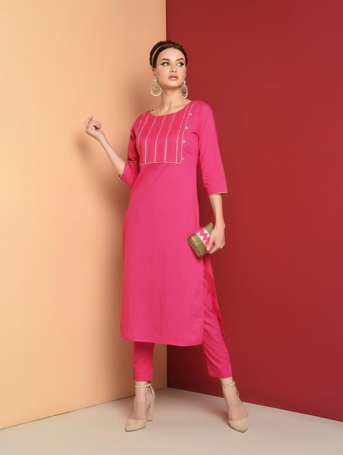 gota patti straight kurta with pant set - 16657900 - Standard Image - 1