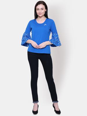 round neck bell sleeved top - 16658148 - Standard Image - 4