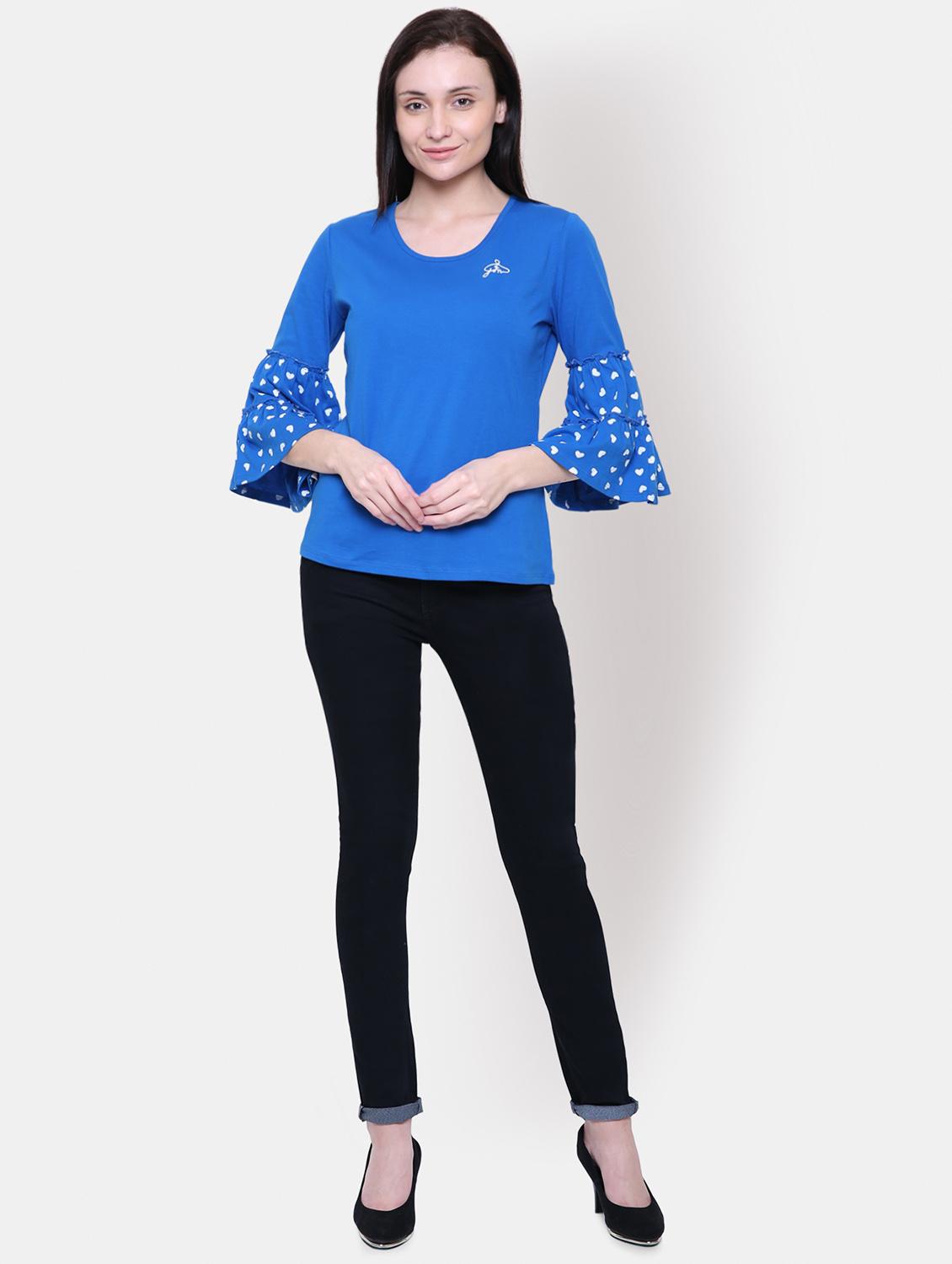round neck bell sleeved top - 16658148 - Zoom Image - 4