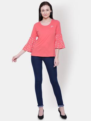 bell sleeved round neck top - 16658149 - Standard Image - 4