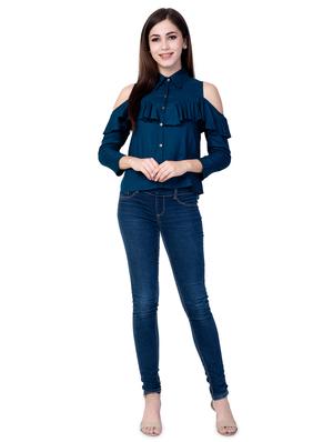 cold shoulder ruffle detail top - 16658508 - Standard Image - 4