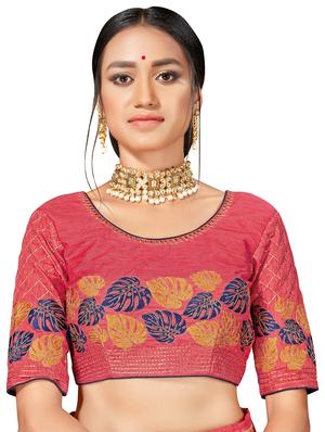 foil print woven saree with blouse - 16659145 - Standard Image - 4