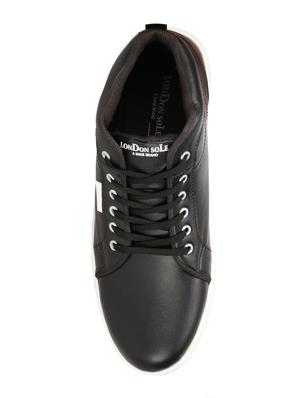 black leatherette lace up sneakers - 16659195 - Standard Image - 4