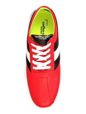 red leatherette lace up sneakers - 16659212 - Standard Image - 4