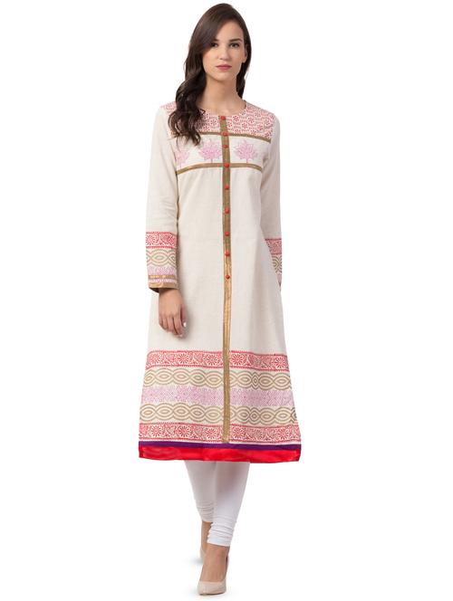 block print straight kurta - 16659927 - Standard Image - 1