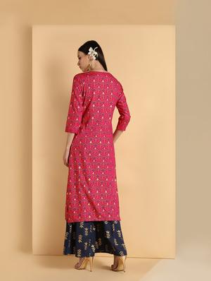 gold print kurta palazzo set - 16660349 - Standard Image - 4