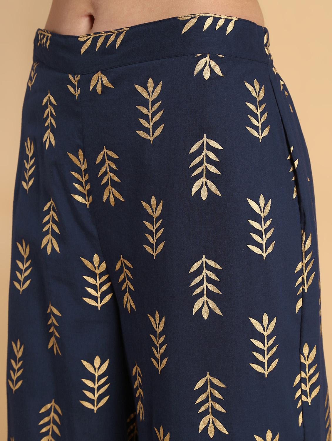 gold print kurta palazzo set - 16660349 - Zoom Image - 7