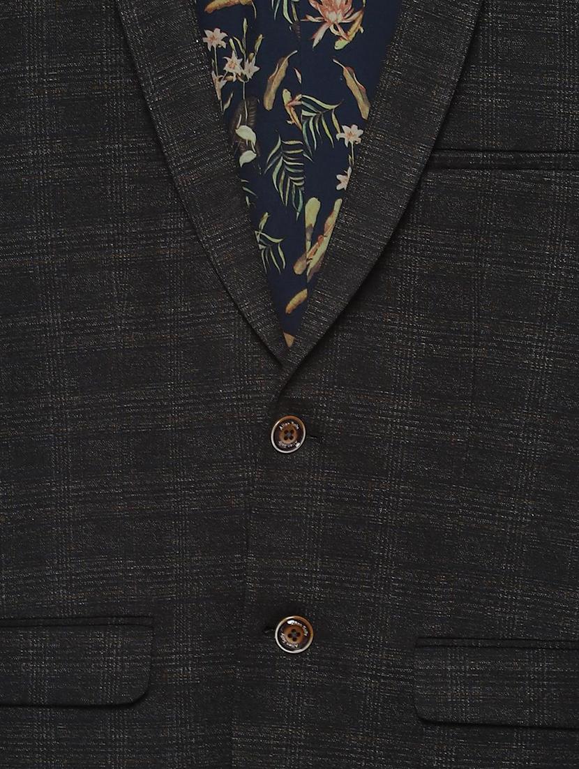 grey checkered single breasted casual blazer - 16660935 - Zoom Image - 4