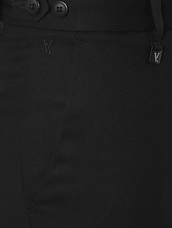 black textured flat front formal trouser - 16661055 - Zoom Image - 4