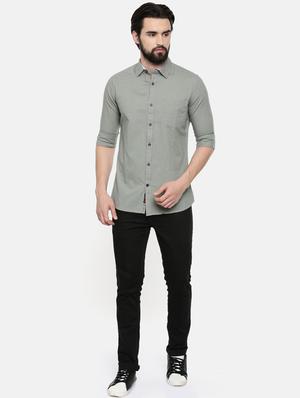 grey solid casual shirt - 16661112 - Standard Image - 4