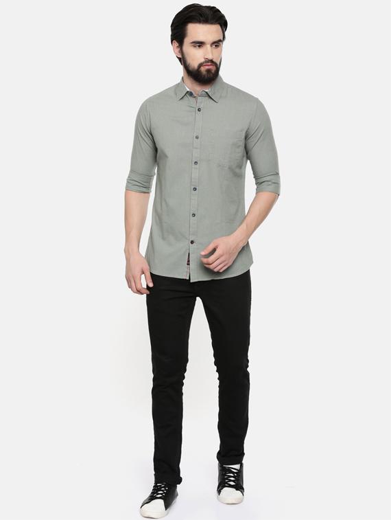 grey solid casual shirt - 16661112 - Zoom Image - 4