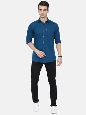 blue solid casual shirt - 16661115 - Standard Image - 4