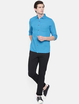 dark blue cotton blend chinos casual trousers - 16661121 - Standard Image - 4