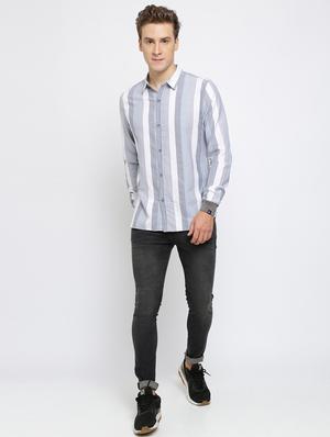 grey striped casual shirt - 16661431 - Standard Image - 4