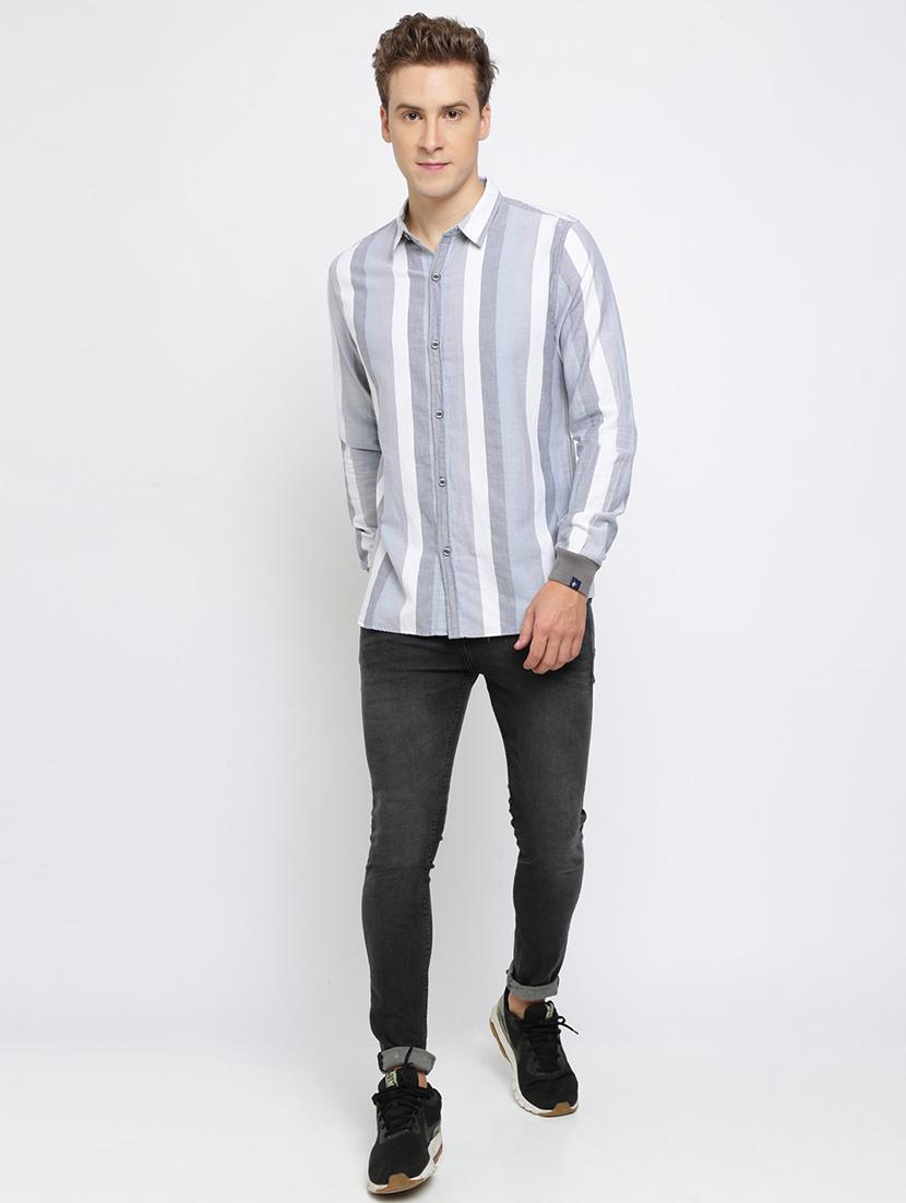 grey striped casual shirt - 16661431 - Zoom Image - 4