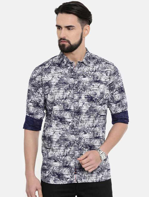 blue printed casual shirt - 16661459 - Standard Image - 1