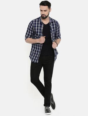 navy blue checkered casual shirt - 16661465 - Standard Image - 4