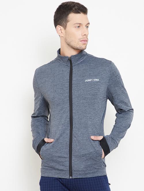 blue solid casual jacket - 16661516 - Very Small Image - 1