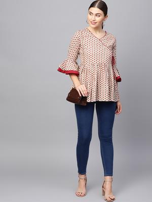 bell sleeved floral wrap top - 16662030 - Standard Image - 4