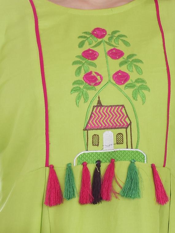 solid embroidered a-line dress - 16662115 - Zoom Image - 4