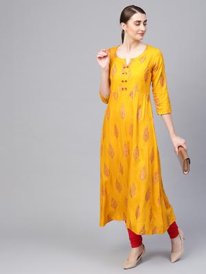 printed a-line kurta - 16662324 - Standard Image - 4