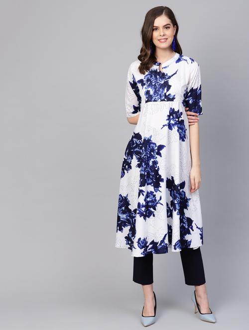 floral print flared kurta - 16662330 - Standard Image - 1