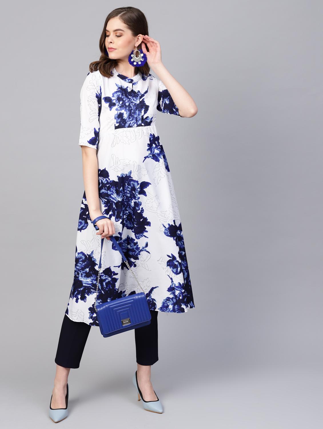 floral print flared kurta - 16662330 - Zoom Image - 4