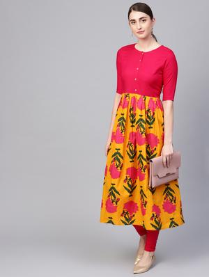 floral print flared kurta - 16662338 - Standard Image - 4