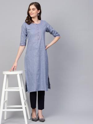 solid straight kurta - 16662339 - Standard Image - 4