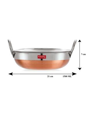 stainless steel kadai with copper bottom and lid - 16662424 - Standard Image - 4