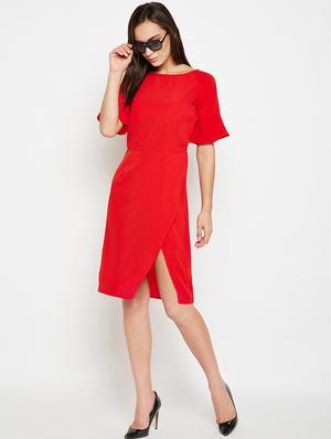 boat neck bell sleeved wrap dress - 16662688 - Standard Image - 4