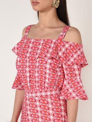 cold shoulder bell sleeved maxi dress - 16662806 - Standard Image - 4