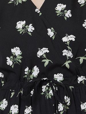v neck drawstring floral a-line dress - 16663060 - Standard Image - 4