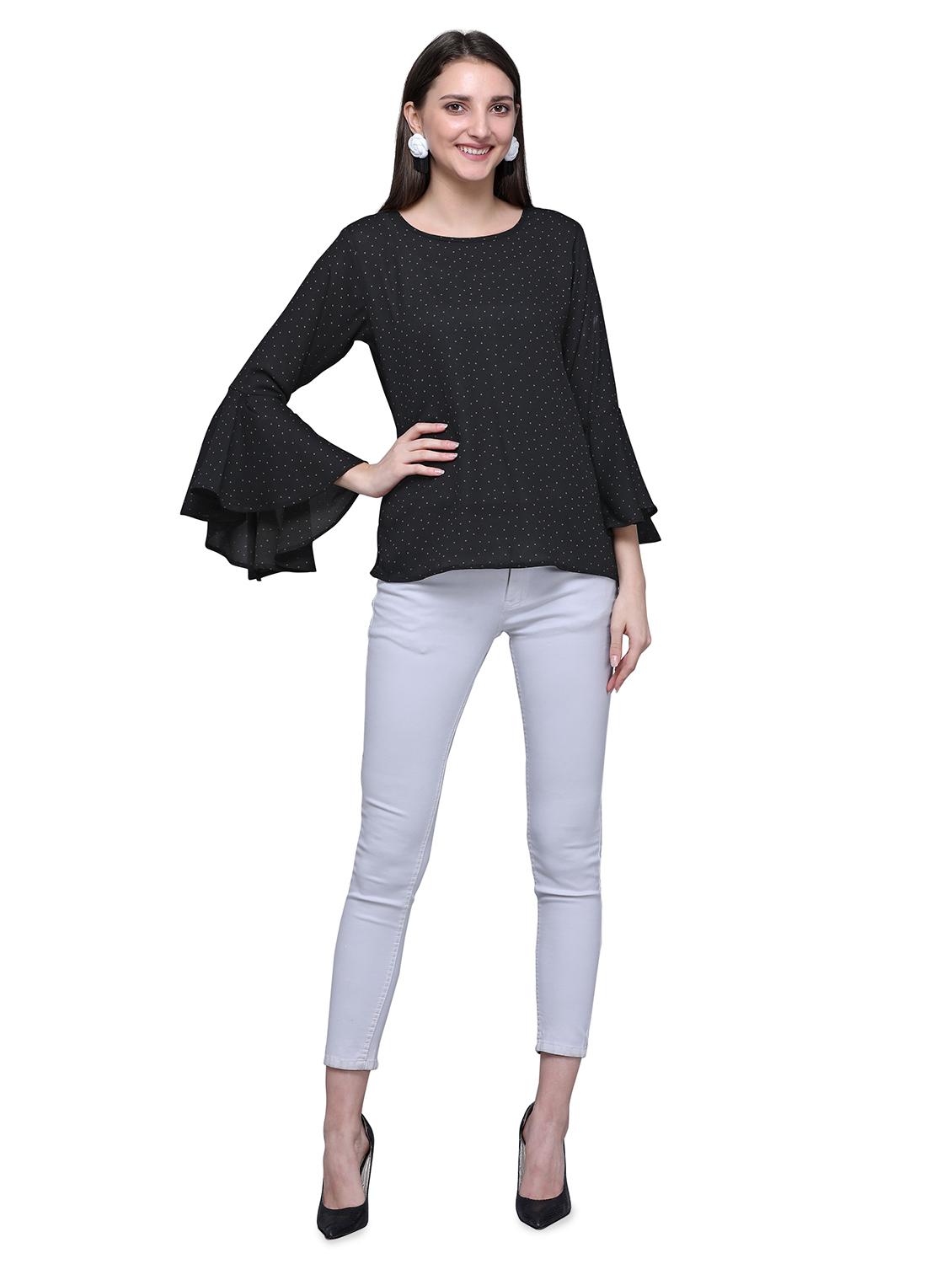 bell sleeved polka dot top - 16663163 - Zoom Image - 4