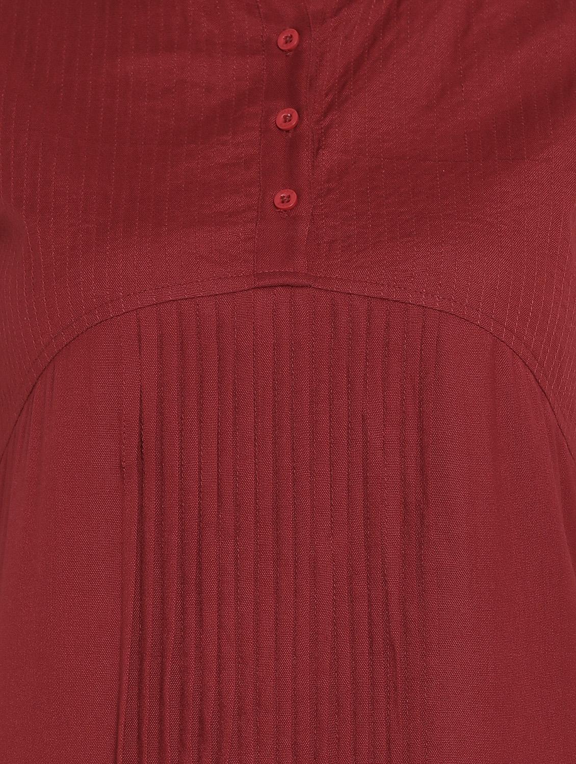 mandarin neck pleated a-line dress - 16663168 - Zoom Image - 4