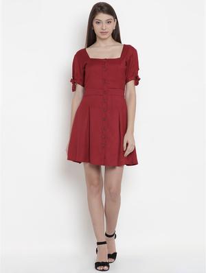 side tie up sleeved a-line dress - 16663172 - Standard Image - 4