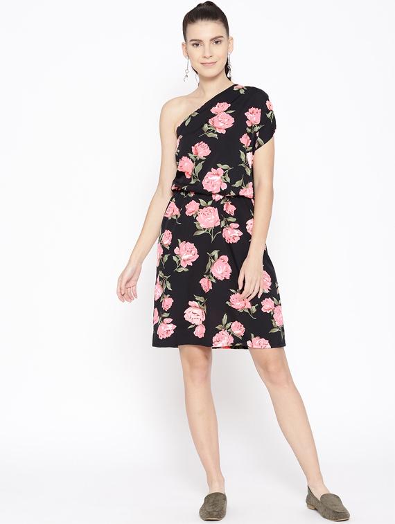 single shoulder floral blouson dress - 16663610 - Zoom Image - 4