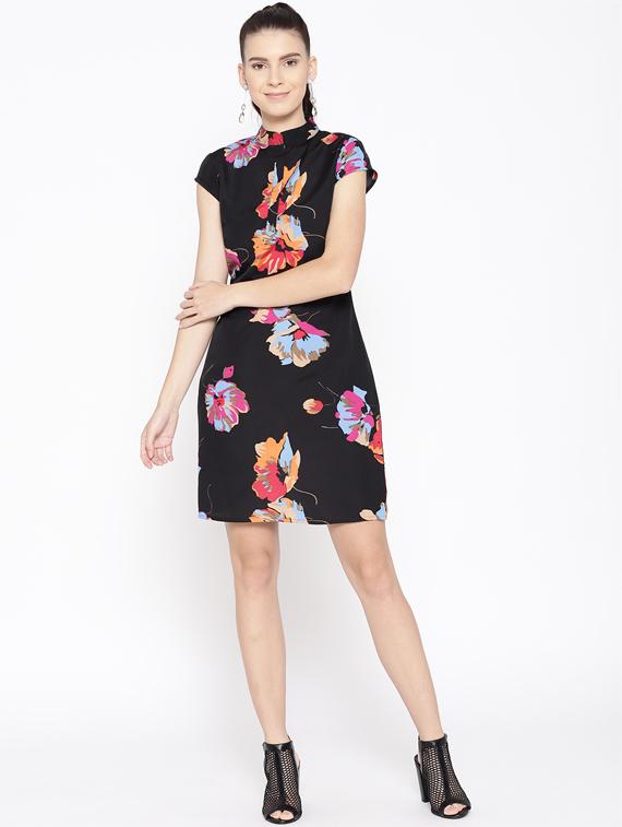 mock neck floral shift dress - 16663617 - Zoom Image - 4