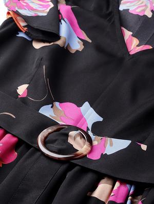 buckle detail floral fit & flare dress - 16663635 - Standard Image - 4