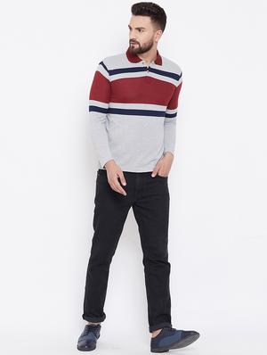 grey striped polo t-shirt - 16663713 - Standard Image - 4