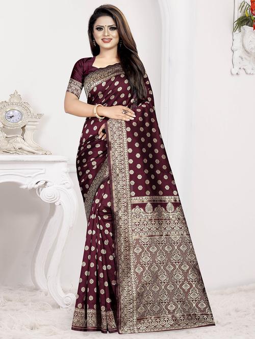 zari work banarasi saree with blouse - 16663811 - Standard Image - 1