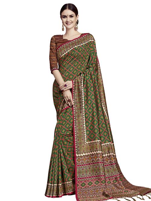 printed patola saree with blouse - 16664040 - Standard Image - 1
